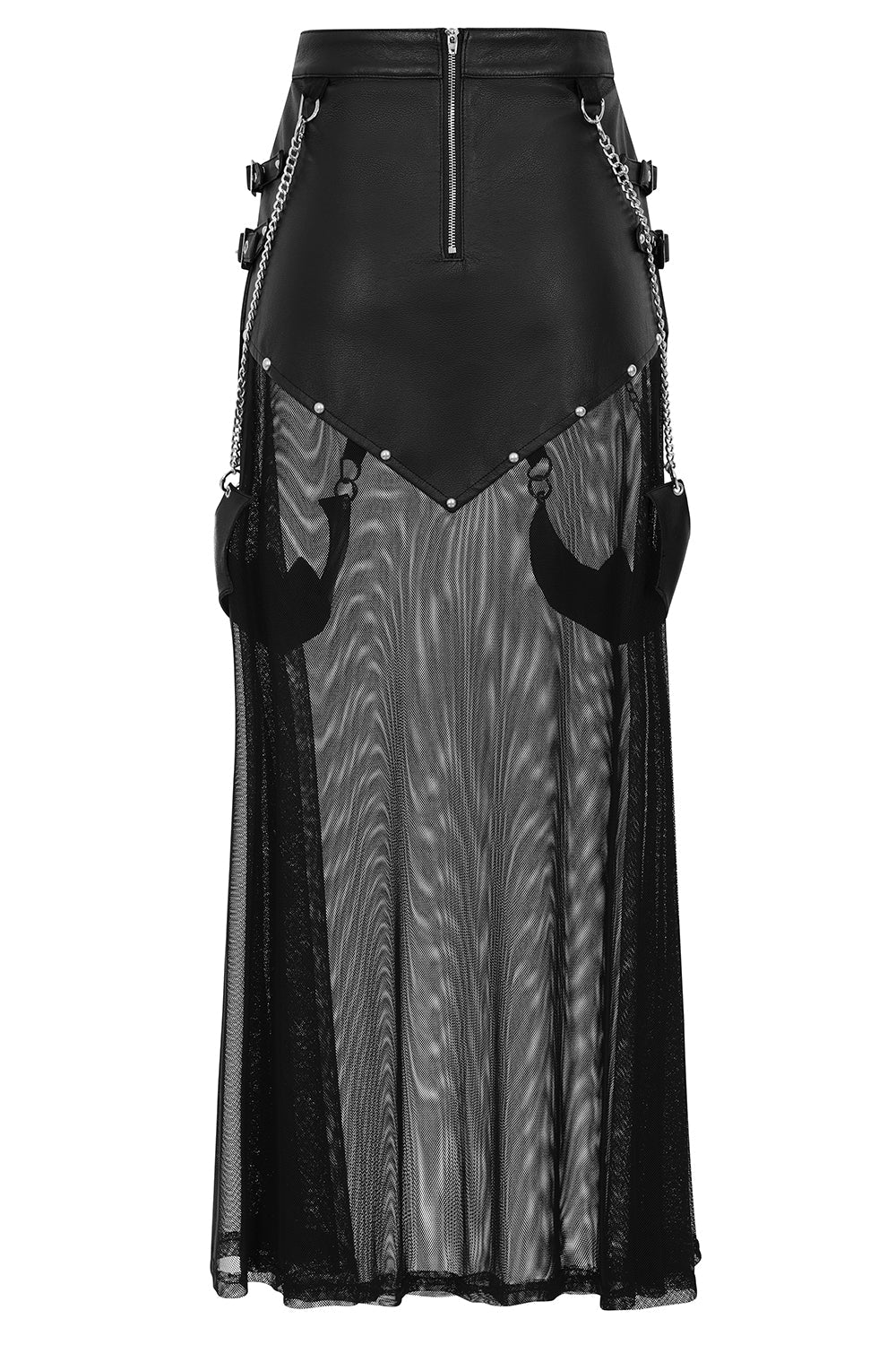 Black Faux Leather Mesh Rave Skirt | Banned Apparel