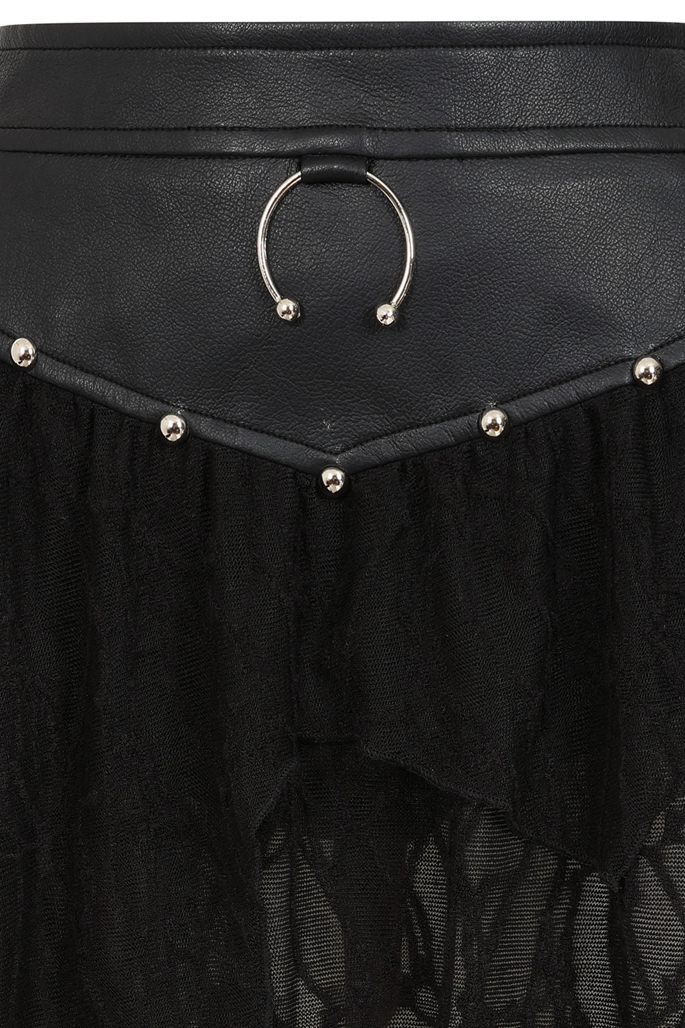 Black Faux Leather Jagged Rave Skirt | Banned Apparel