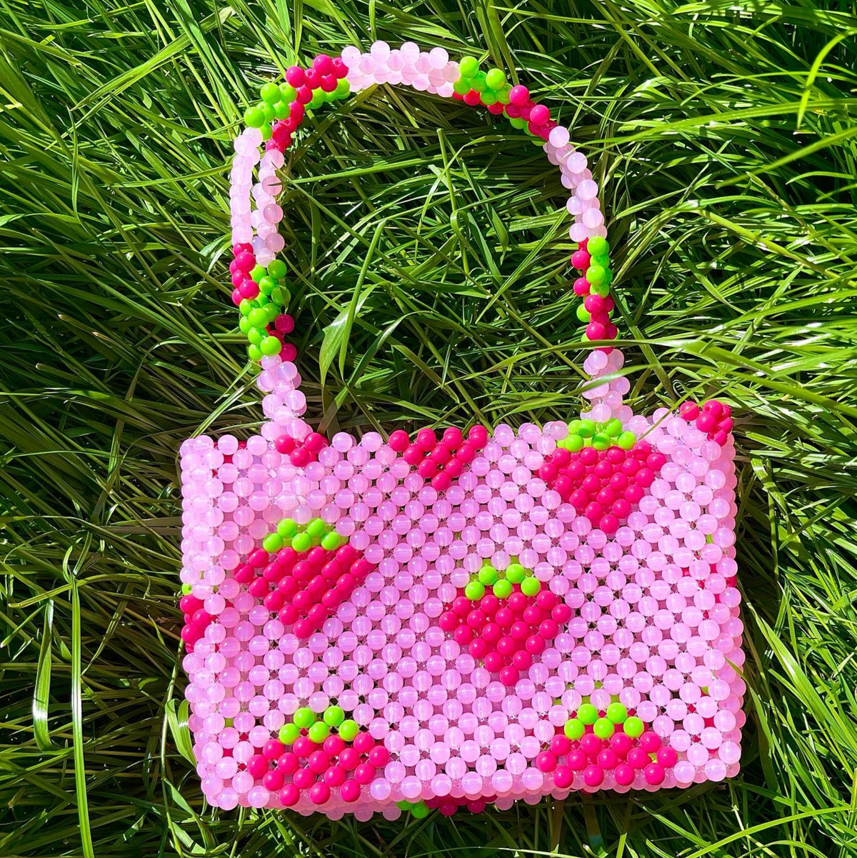 Strawberry Shortcake Bead Bag | Pink Strawberry Bag