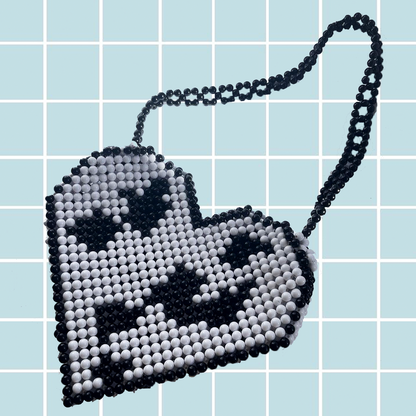 Cow Print Heart Bead Bag | Cow Print Statement Bag