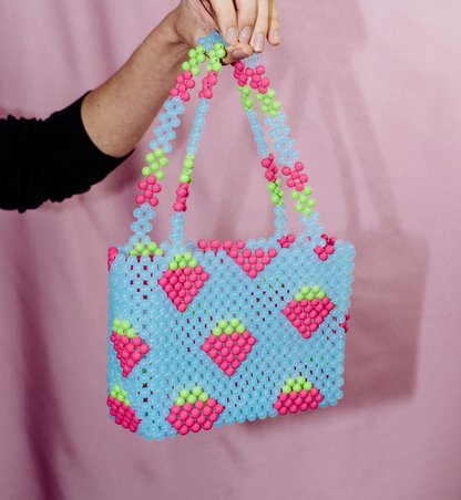 Blue Strawberry Shortcake Bead Bag | Blue Strawberry Bag