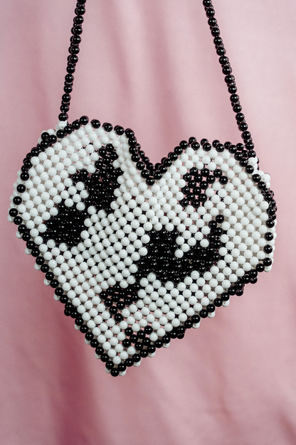 Cow Print Heart Bead Bag | Cow Print Statement Bag