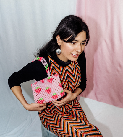 Strawberry Shortcake Bead Bag | Pink Strawberry Bag