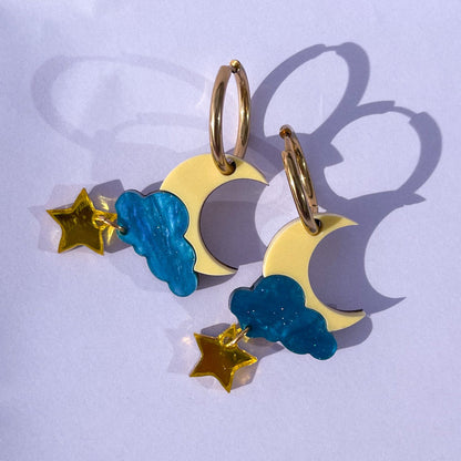 Star & Moon Hoop Earrings | Celestial Handmade Jewellery