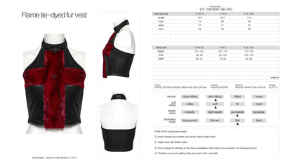 Crimson Cross Fur Rave Halter Top | Punk Rave | WonkiWear