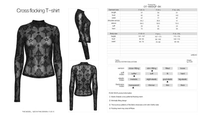 Black Cross Flocking Mesh Top | Punk Rave