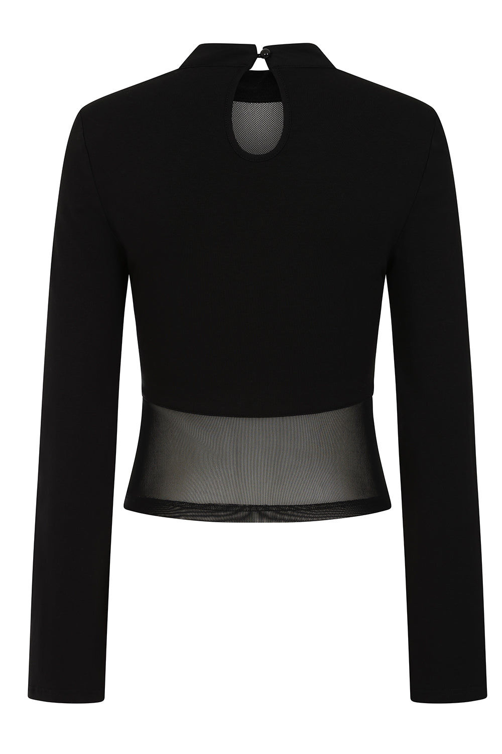 Cordelia Sheer Mesh Panel Goth Top with D-Ring | Banned Apparel