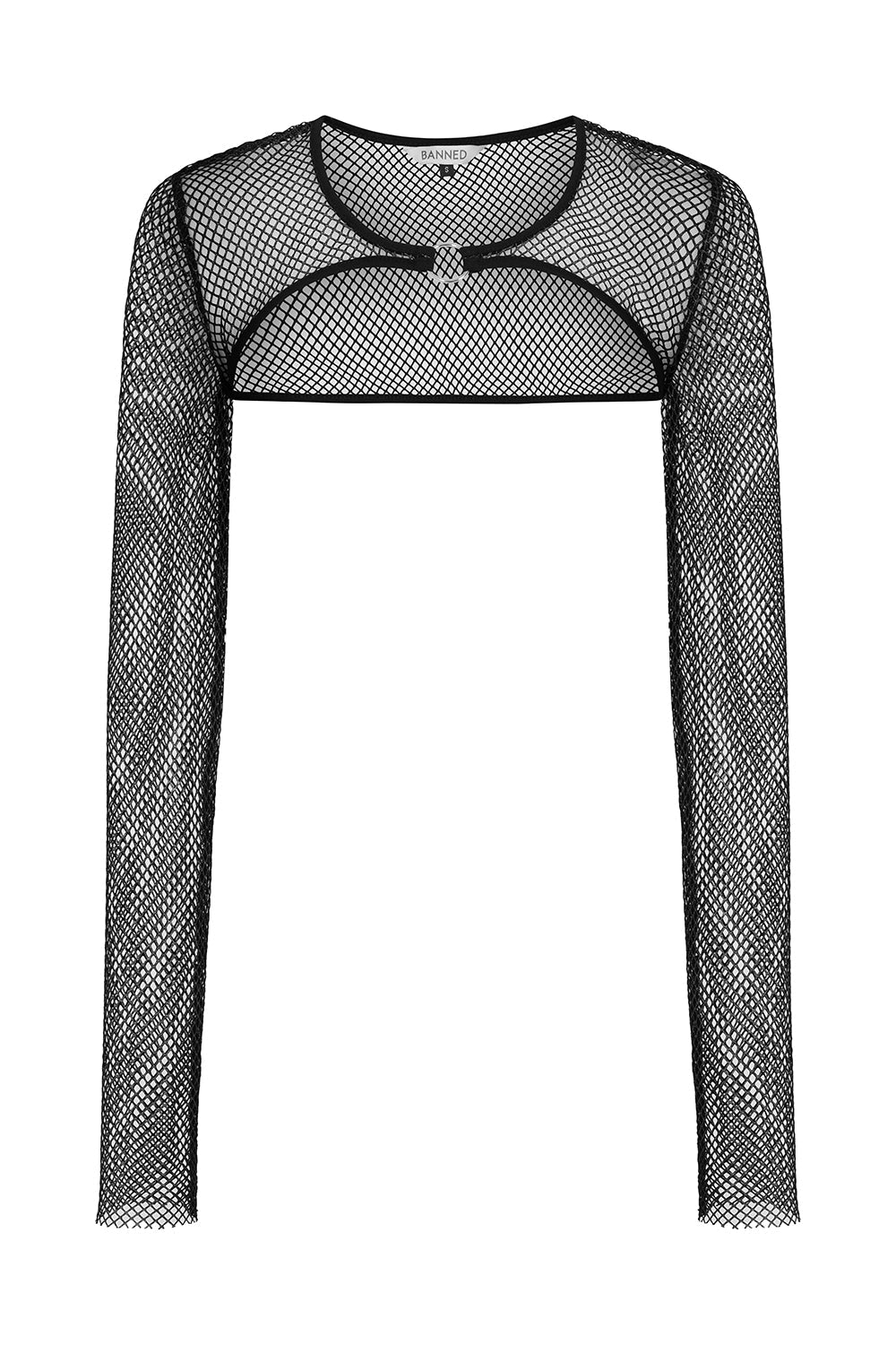 Blue-Black Metallic Fishnet Rave Crop Top | Banned Apparel