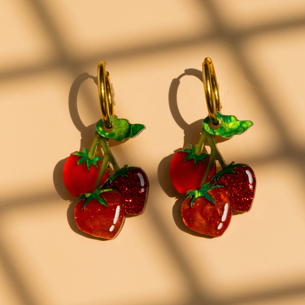 Tomato Vine Hoop Earrings | Food Jewellery
