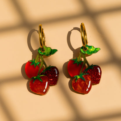 Tomato Vine Hoop Earrings | Food Jewellery