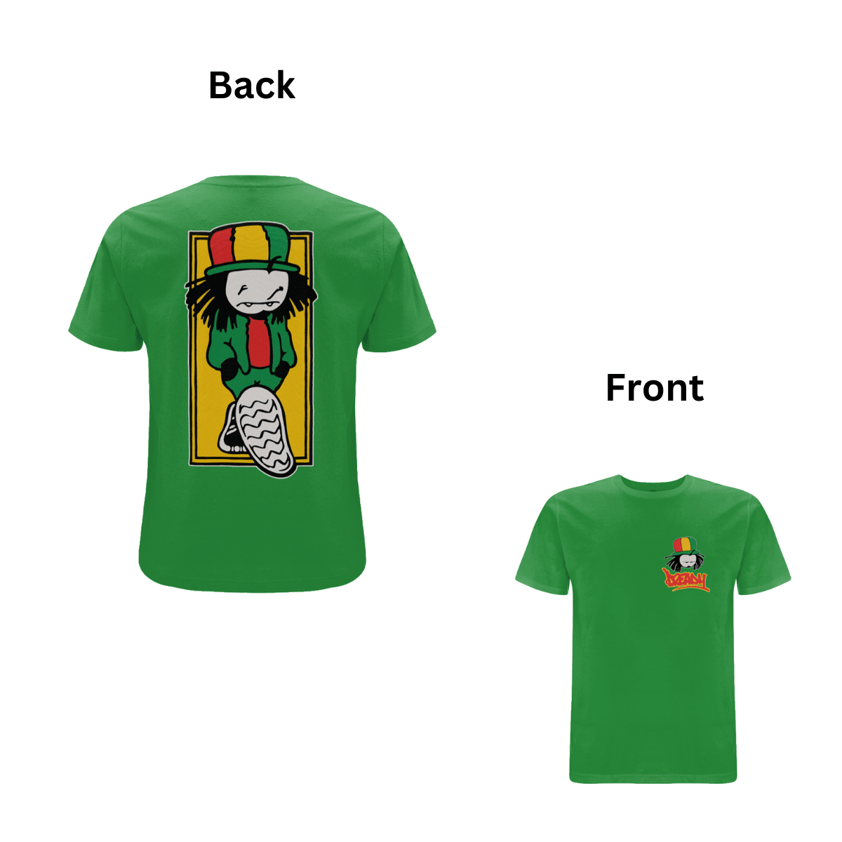 Dready Walking Dread graphic T-shirt detail view.