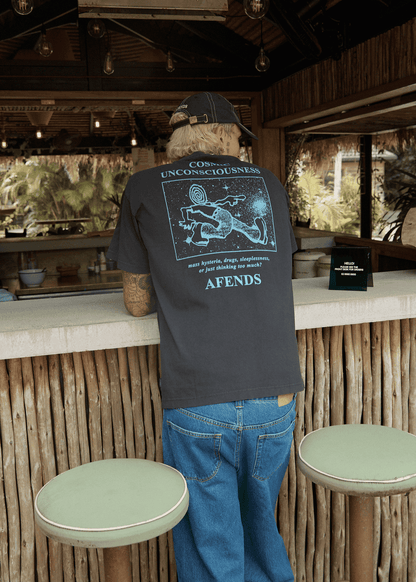 AFENDS Cosmic Con Boxy T-Shirt – Stone Black