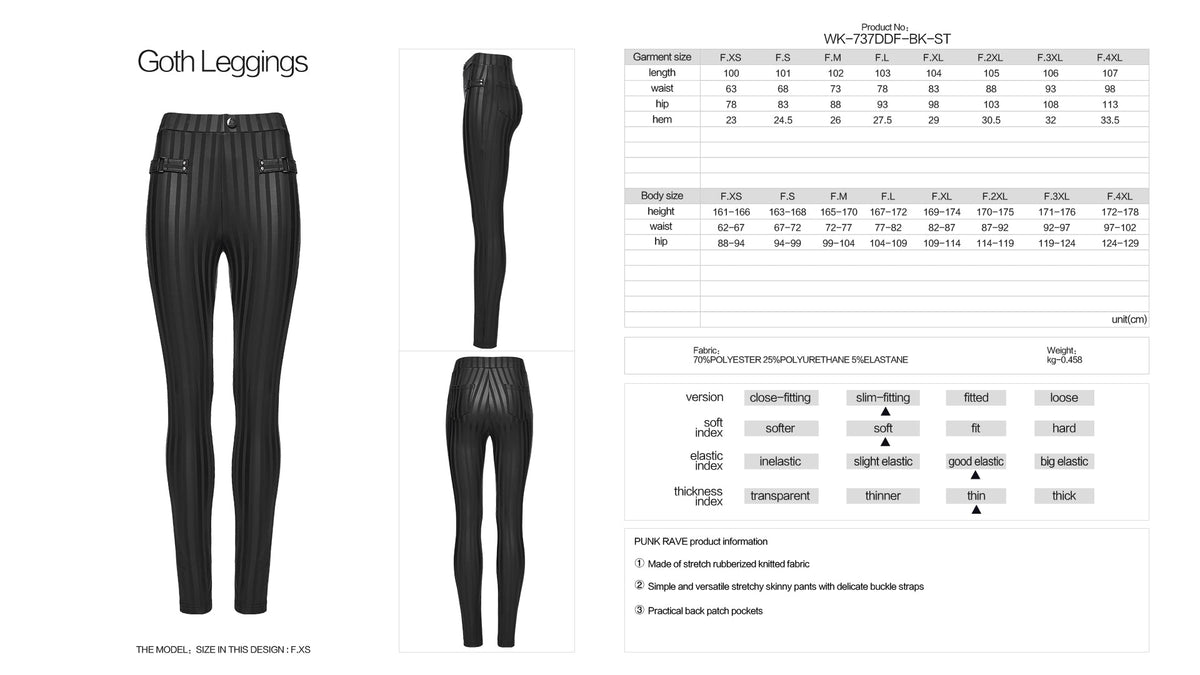 Black Striped Buckle Rave Leggings | Punk Rave