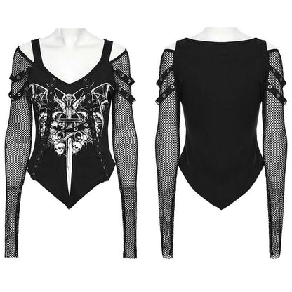Black Bat Print Rave Top | Punk Rave