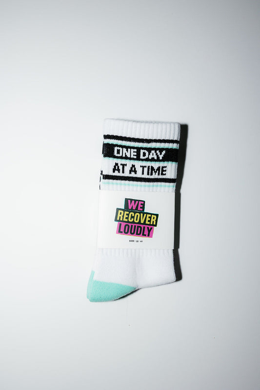 One Day At A Time Socks | Recovery Statement Socks