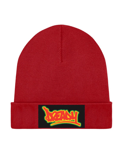 Dready Fantastic Beanie detail view of the knitted hat.