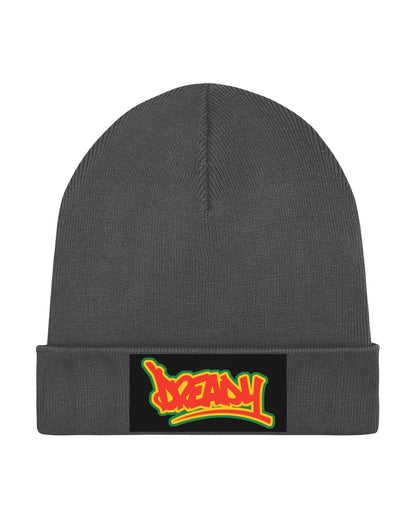 Dready Fantastic Beanie detail of the hat and Dready branding.