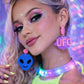 Model wearing alien earrings rave outfit UK