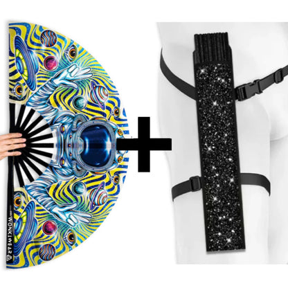 Astronaut Adventures XL festival fan with optional wearable black festival holster