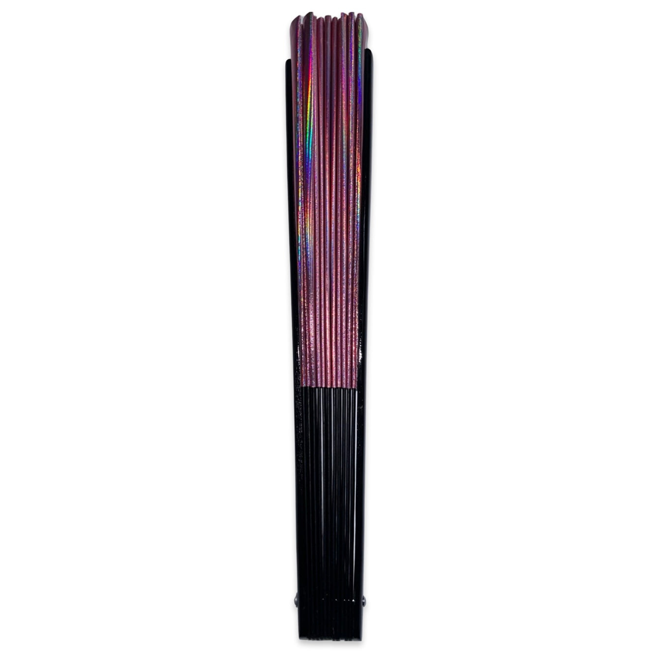 Close-up of Aurora Galaxy festival fan side showing pink iridescent rainbow colour shift detail