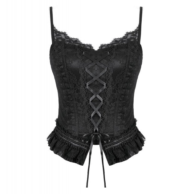 Black Lace-Up Gothic Camisole | Dark In Love
