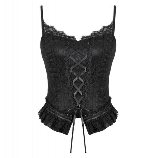 Black Lace-Up Gothic Camisole | Dark In Love