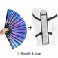 Blue iridescent fan with silver glitter holster