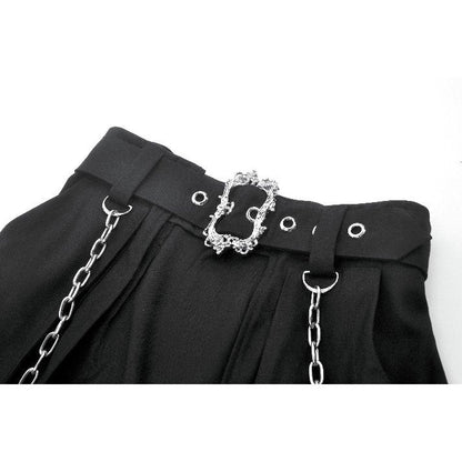 Black Chain Belt Split-Front Overskirt with Statement Buckles | Dark in Love
