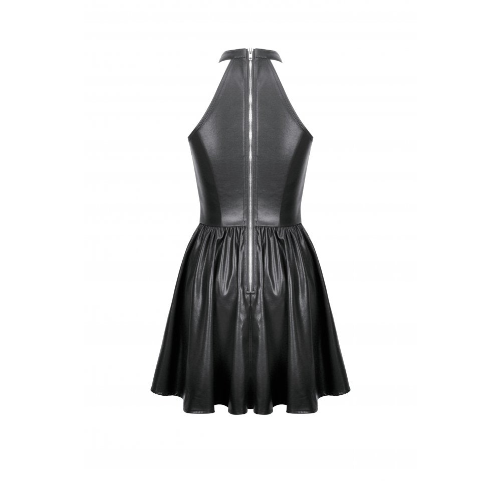Black Harness Chain Faux Leather Mini Dress | Dark in Love