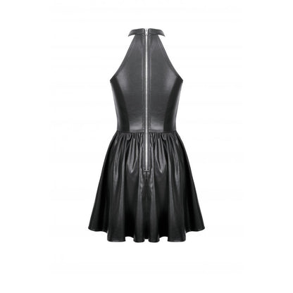 Black Harness Chain Faux Leather Mini Dress | Dark in Love