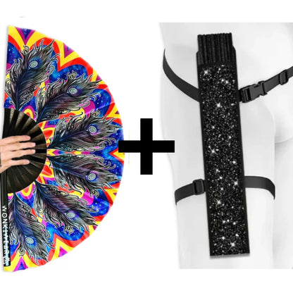 Carnival XL festival fan with adjustable shimmer fan holster for hands-free festival carrying