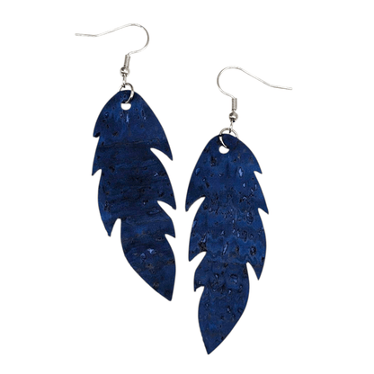 Cobalt Blue Leaf Earrings | Cork Statement Jewellery