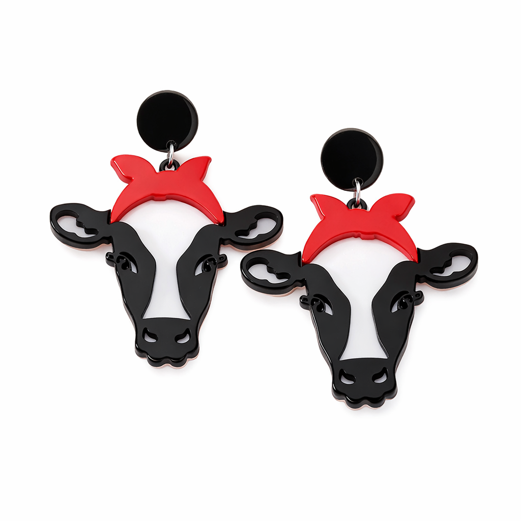 Cow earrings UK cute cow head drop festival earrings