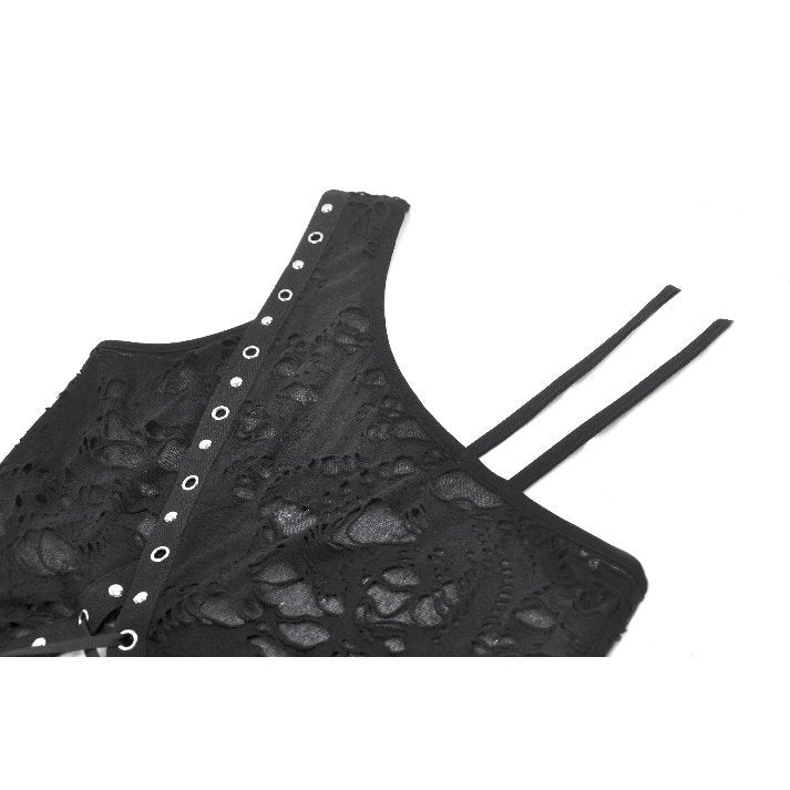 Black Asymmetric Lace Rave Top | Dark in Love