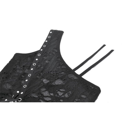 Black Asymmetric Lace Rave Top | Dark in Love