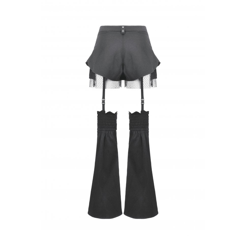 Black Lace-Up Convertible Flare Trousers & Shorts | Dark in Love
