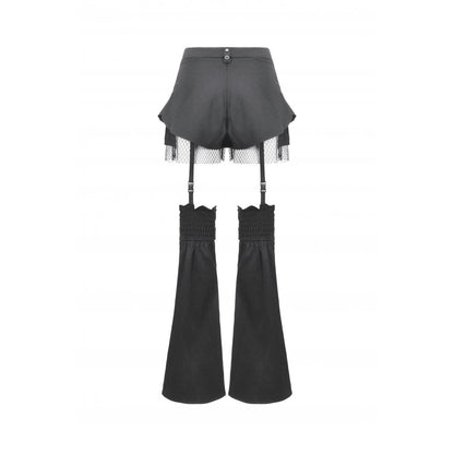 Black Lace-Up Convertible Flare Trousers & Shorts | Dark in Love