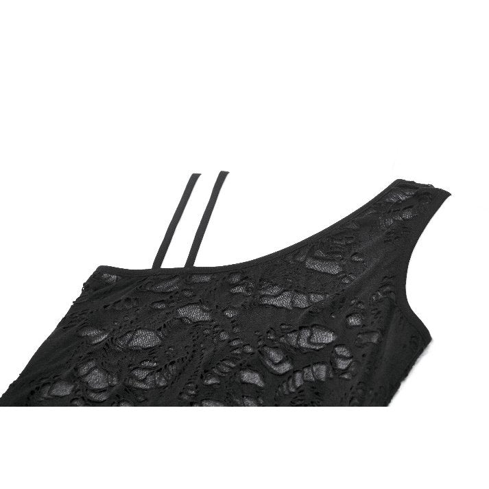Black Asymmetric Lace Rave Top | Dark in Love