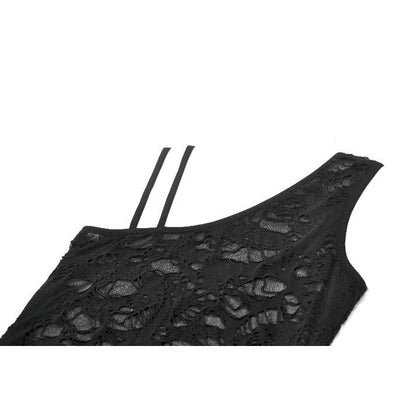Black Asymmetric Lace Rave Top | Dark in Love