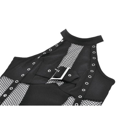 Black Buckle Mesh Rave Top | Dark in Love