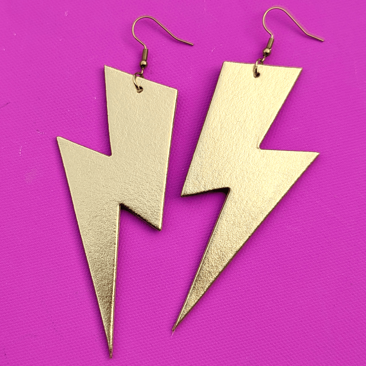 Extra Large Gold Lightning Bolt Earrings | Statement Jewellery