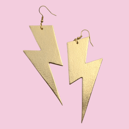 Extra Large Gold Lightning Bolt Earrings | Statement Jewellery