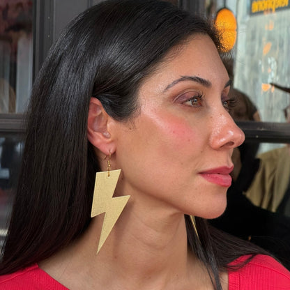 Extra Large Gold Lightning Bolt Earrings | Statement Jewellery