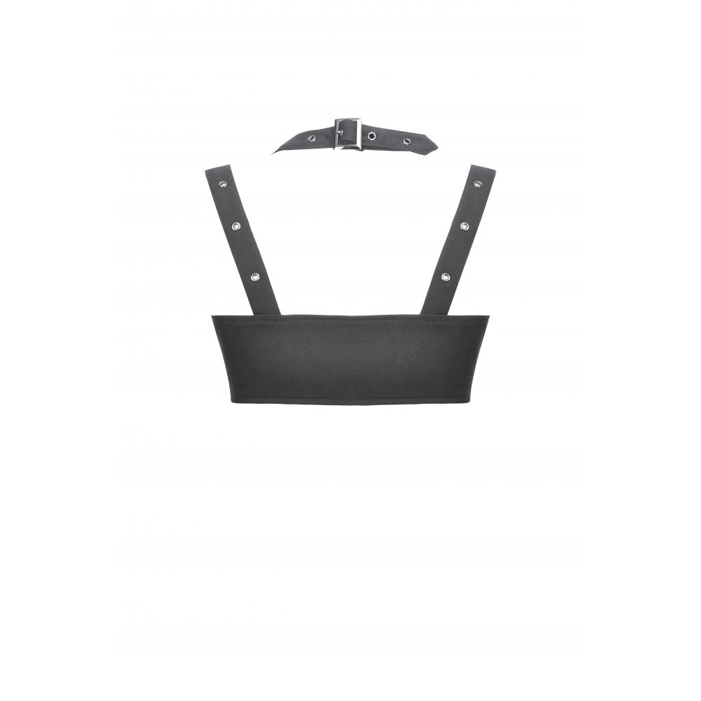 Black Buckled Utility Rave Crop Top | Dark in Love