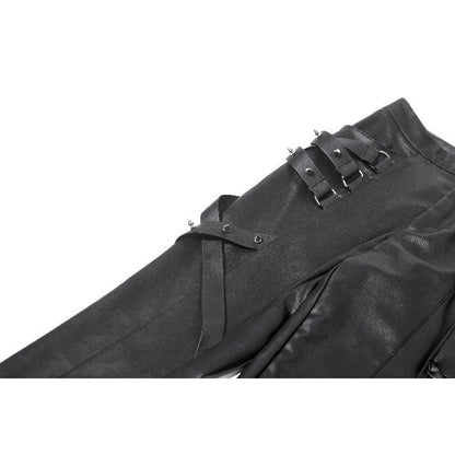 Black Leather-Look Strap Detail Rave Trousers | Dark in Love