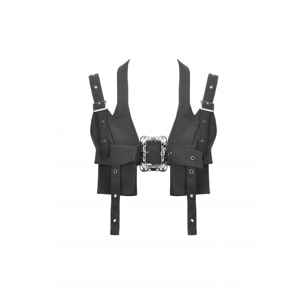 Black Buckled Utility Rave Crop Top | Dark in Love