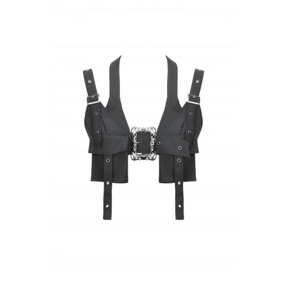 Black Buckled Utility Rave Crop Top | Dark in Love