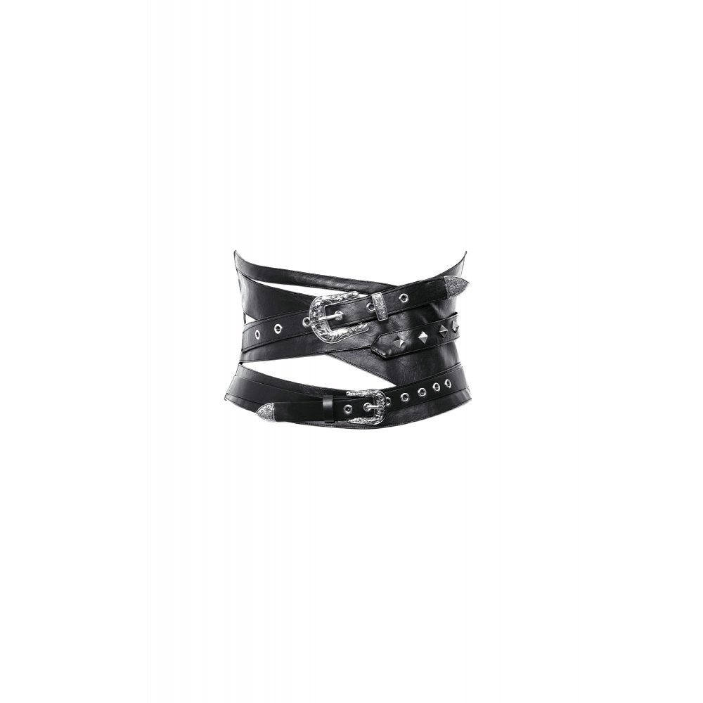 Black Layered Faux Leather Rave Waist Belt | Dark in Love