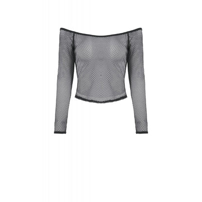 Black Fishnet Off-Shoulder Rave Top | Dark in Love