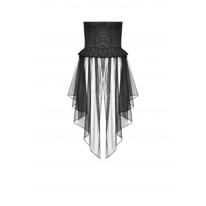 Black Layered Mesh Skirt with Faux Leather Waist Cincher | Dark In Love